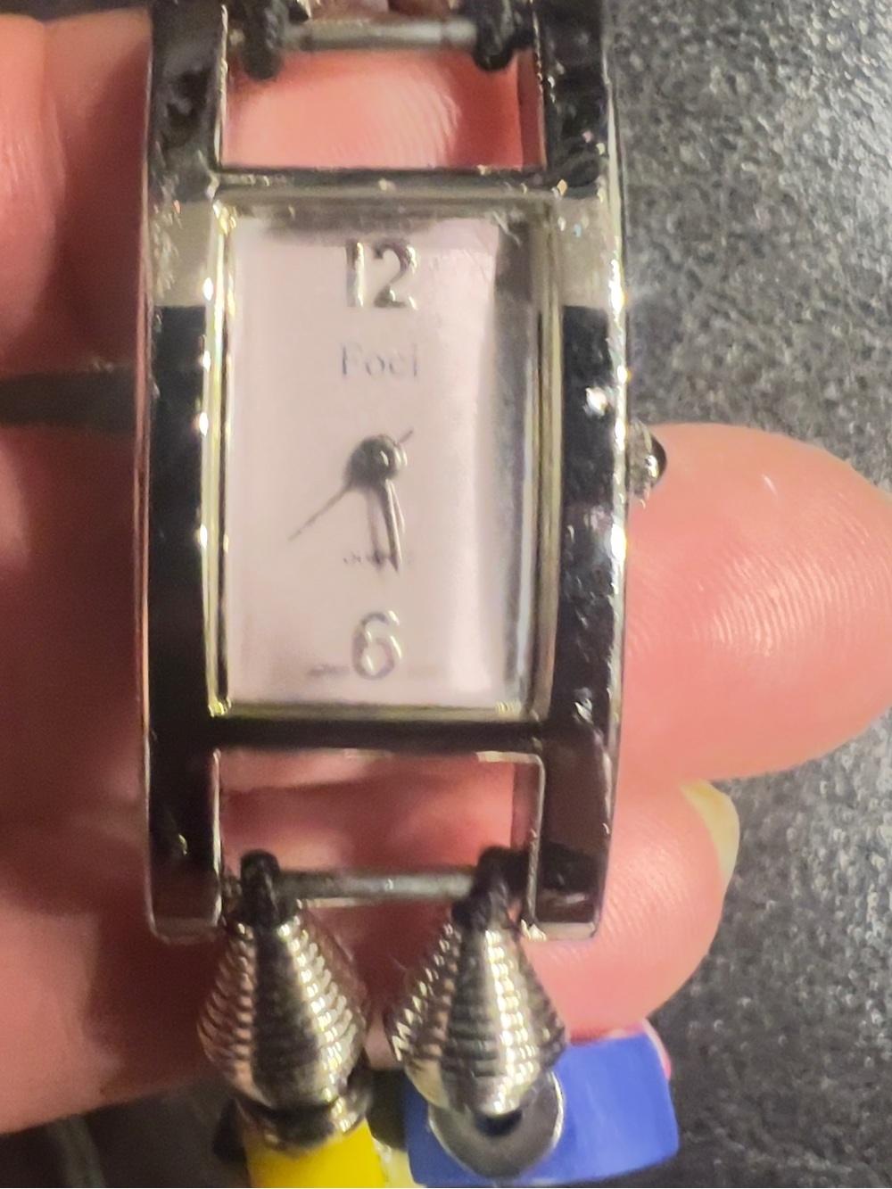 Women’s Silver Tone Rectangle Bracelet Watch with Pink Dial -